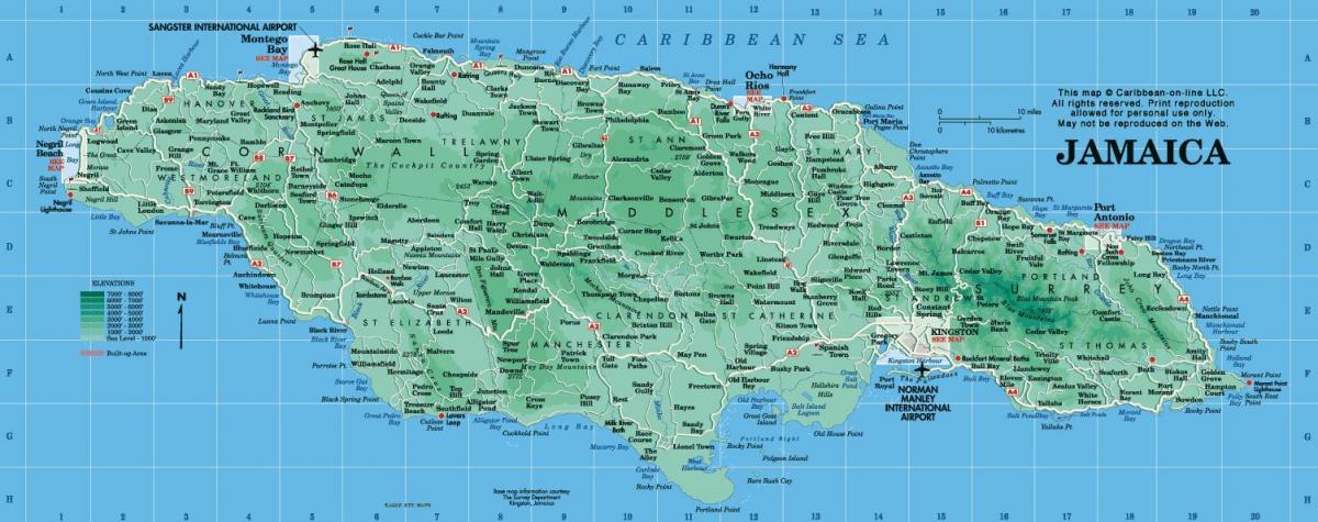 un mapa de jamaica