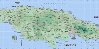 Mapa físic de jamaica mostrant muntanyes