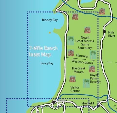 mapa de negril jamaica 7 mile beach
