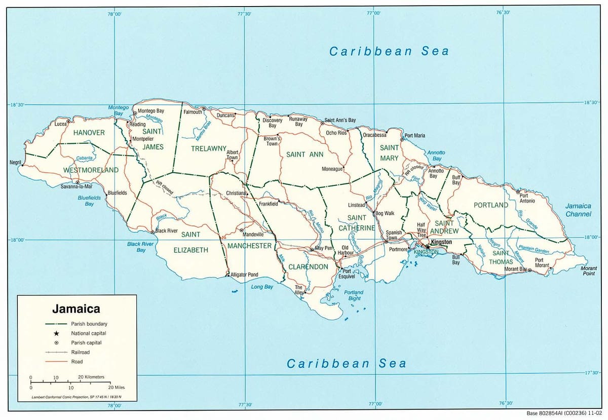 Mapa de negre riu jamaica