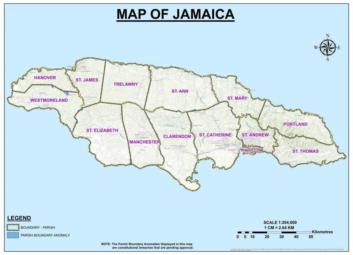 Mapa de jamaica circumscripcions