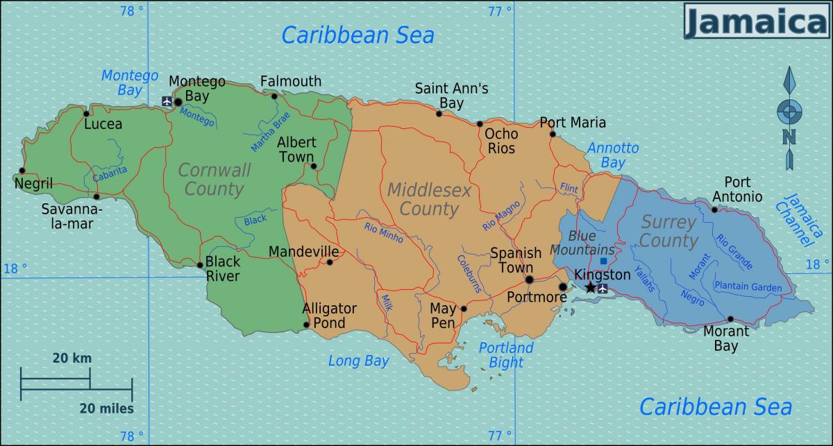 Mapa de jamaica país