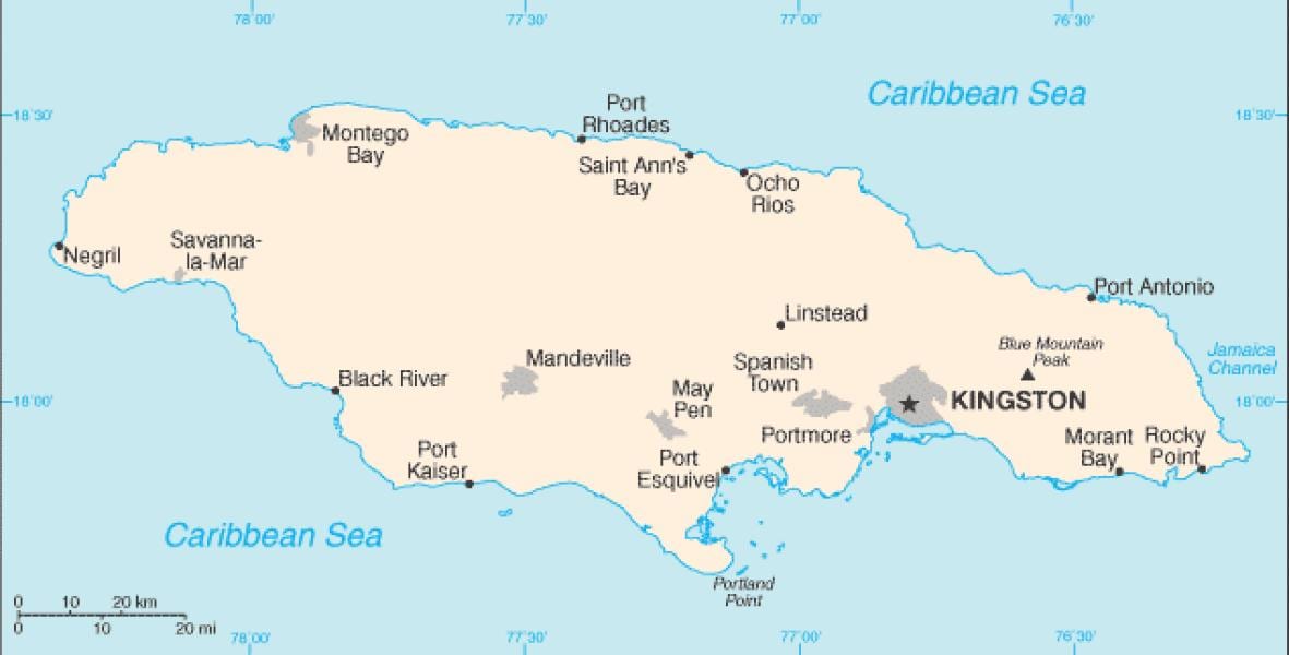 Mapa de jamaica zona