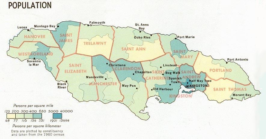 població mapa de jamaica