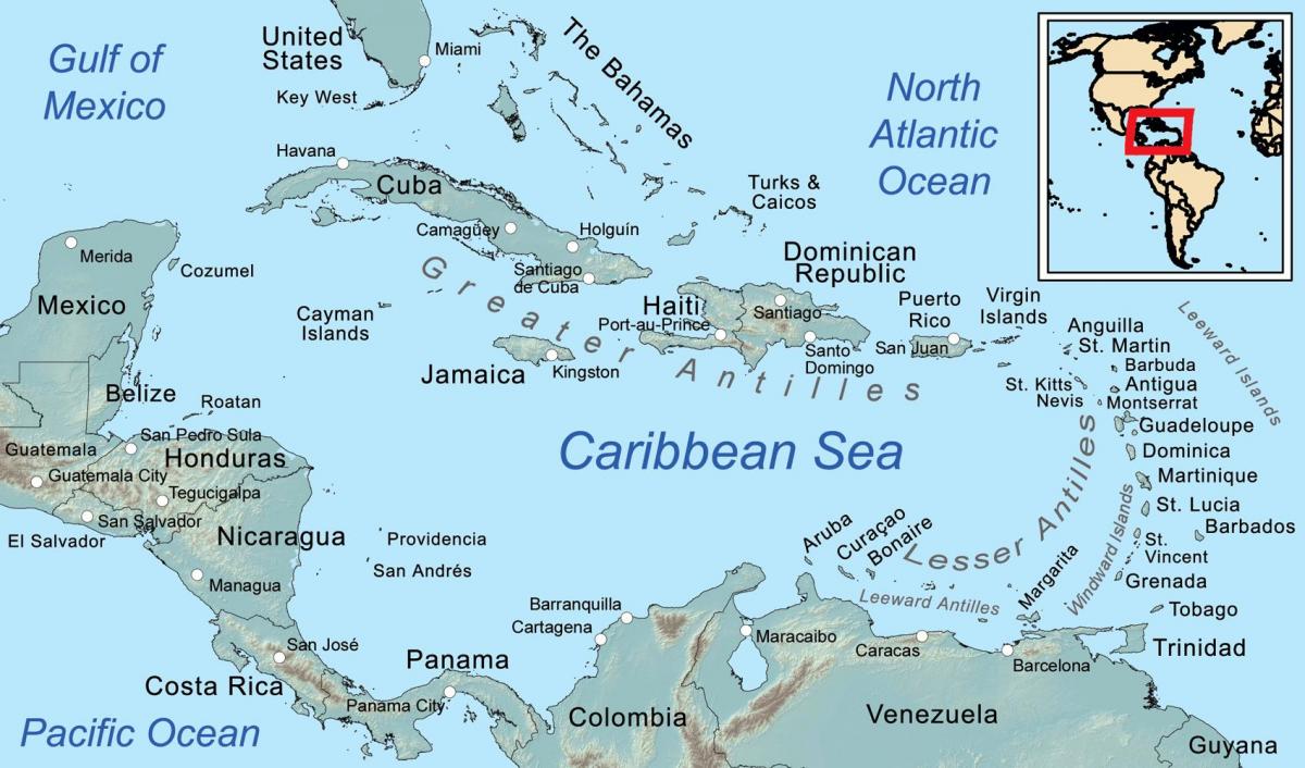 mapa de jamaica i el seu entorn illes