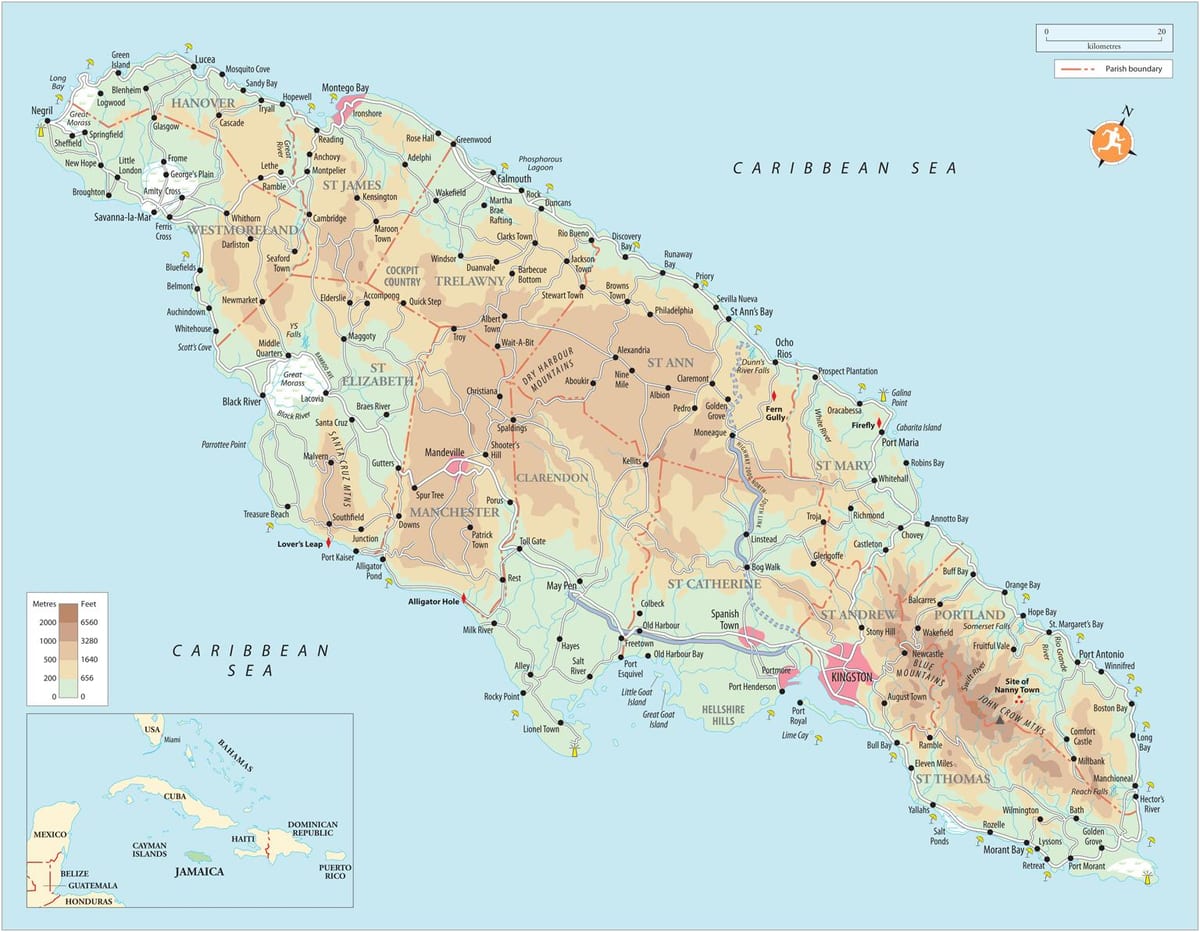 Mapa de la costa sud de jamaica 