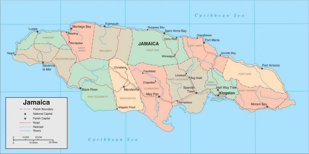 Mapa de jamaica west indies