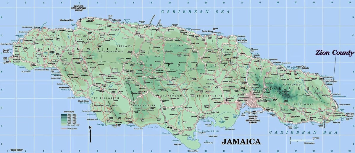 Mapa de la costa nord de jamaica
