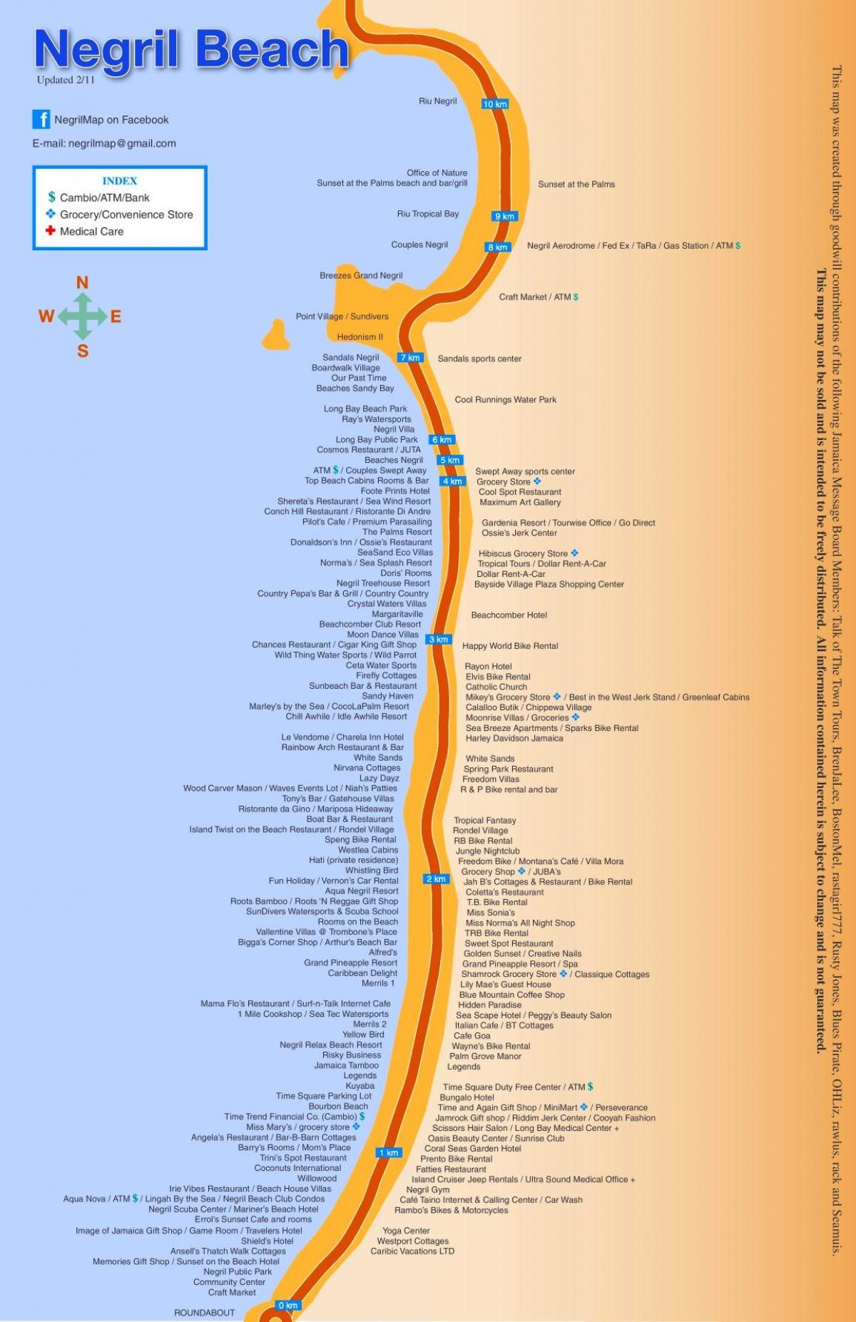 mapa de les estacions de negril jamaica