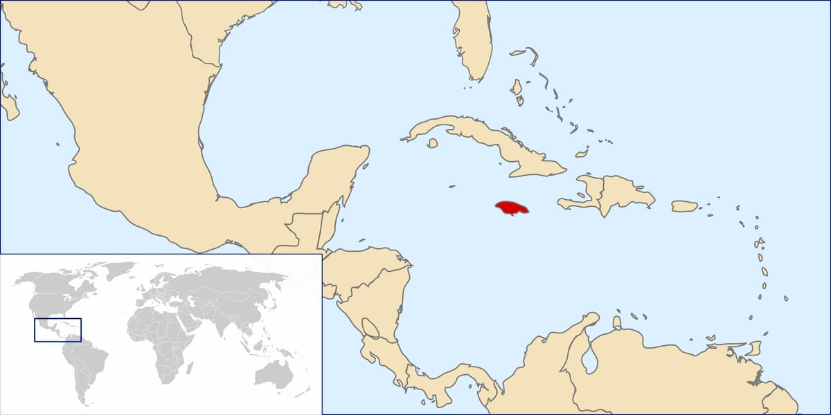 jamaica país en el mapa del món