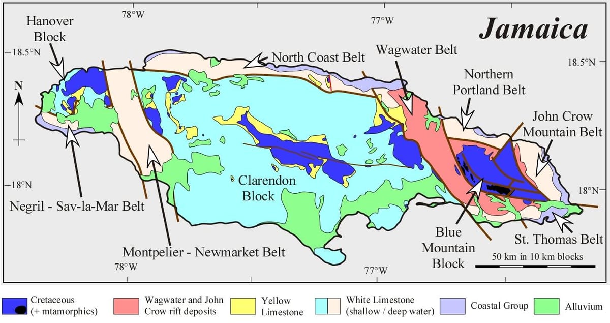 Mapa geològic de jamaica