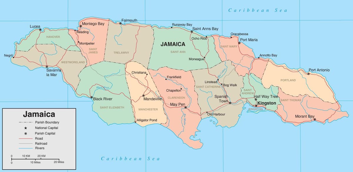 Mapa de política jamaica