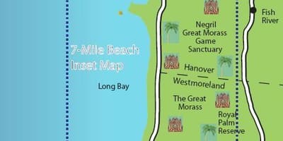 Mapa de negril jamaica 7 mile beach