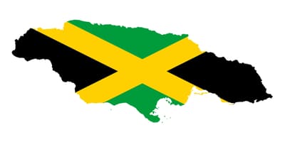 Mapa de la bandera de jamaica 