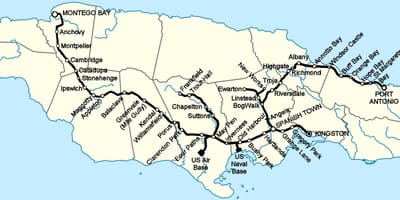 Mapa de jamaica ferrocarril
