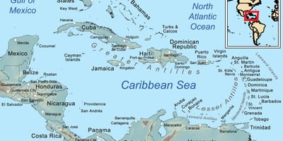 Mapa de jamaica i el seu entorn illes