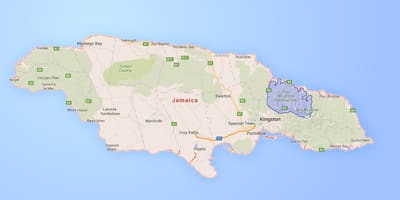 Mapa de les muntanyes blaves de jamaica